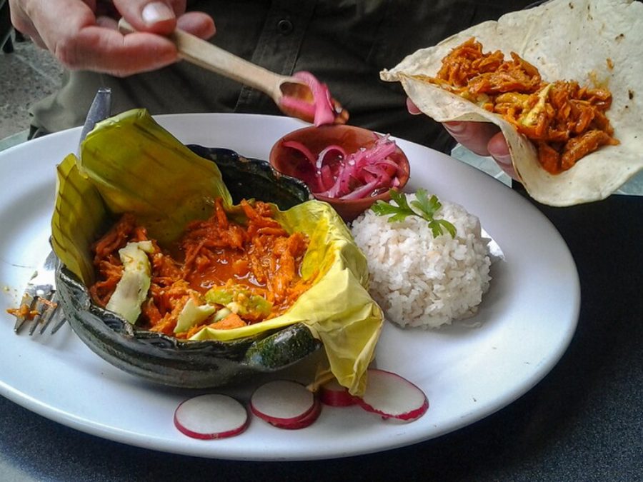 Cochinita pibil with pickled red onion