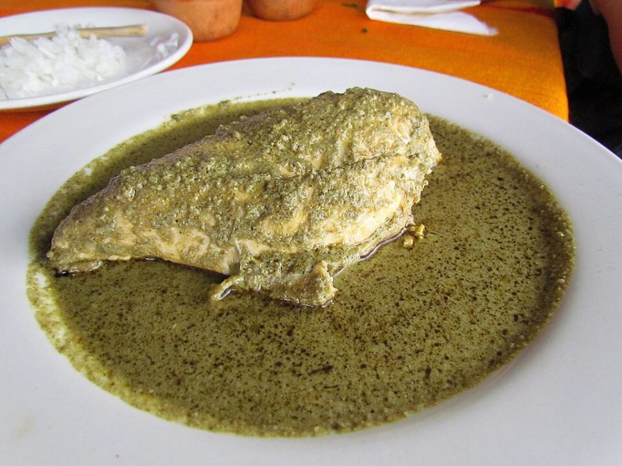 Chicken under green pipián